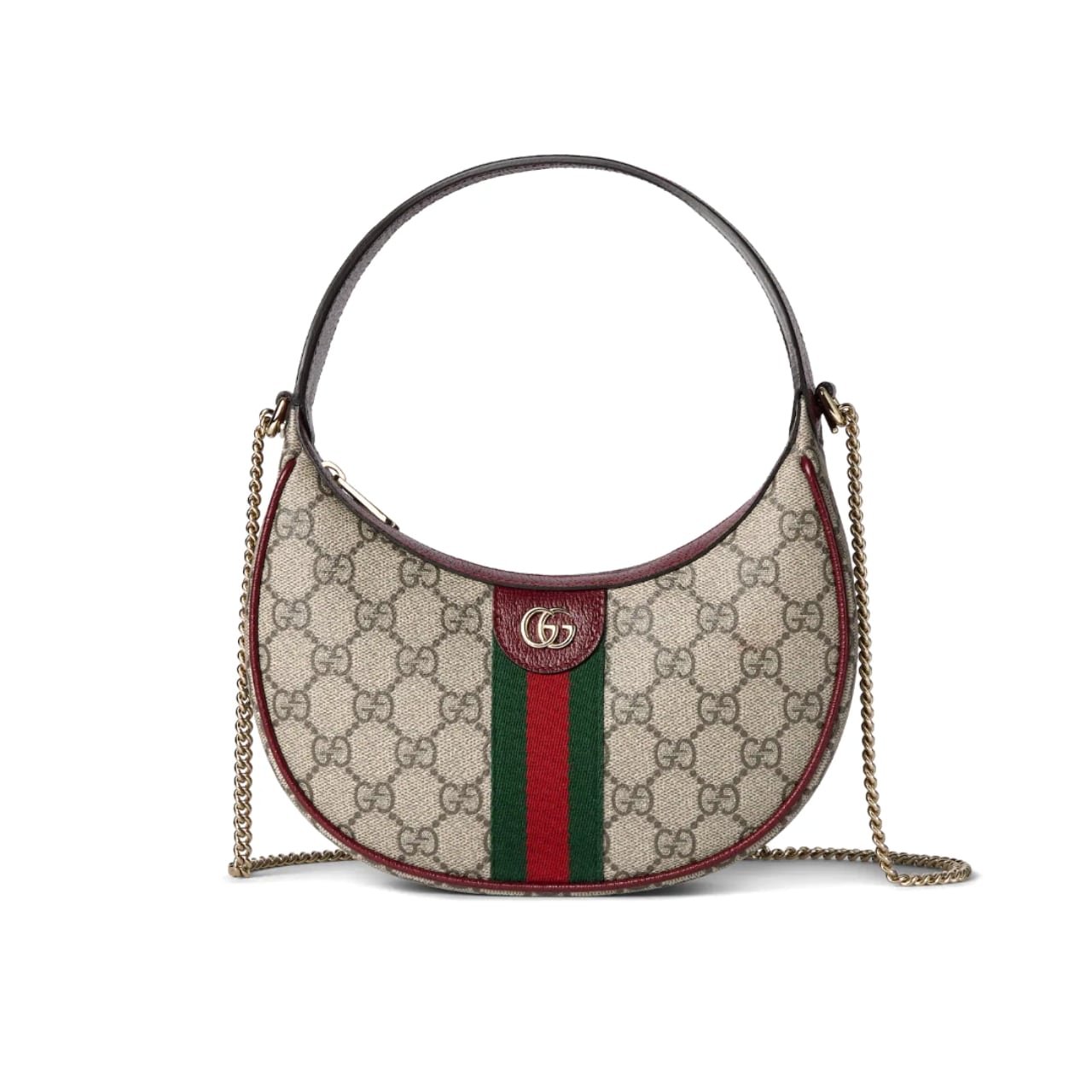 Gvc*1 Ophidia Small Shoulder Bag Beige And Dark Red Gg Fabric 22Cm ‎838463 Fae0P 9789