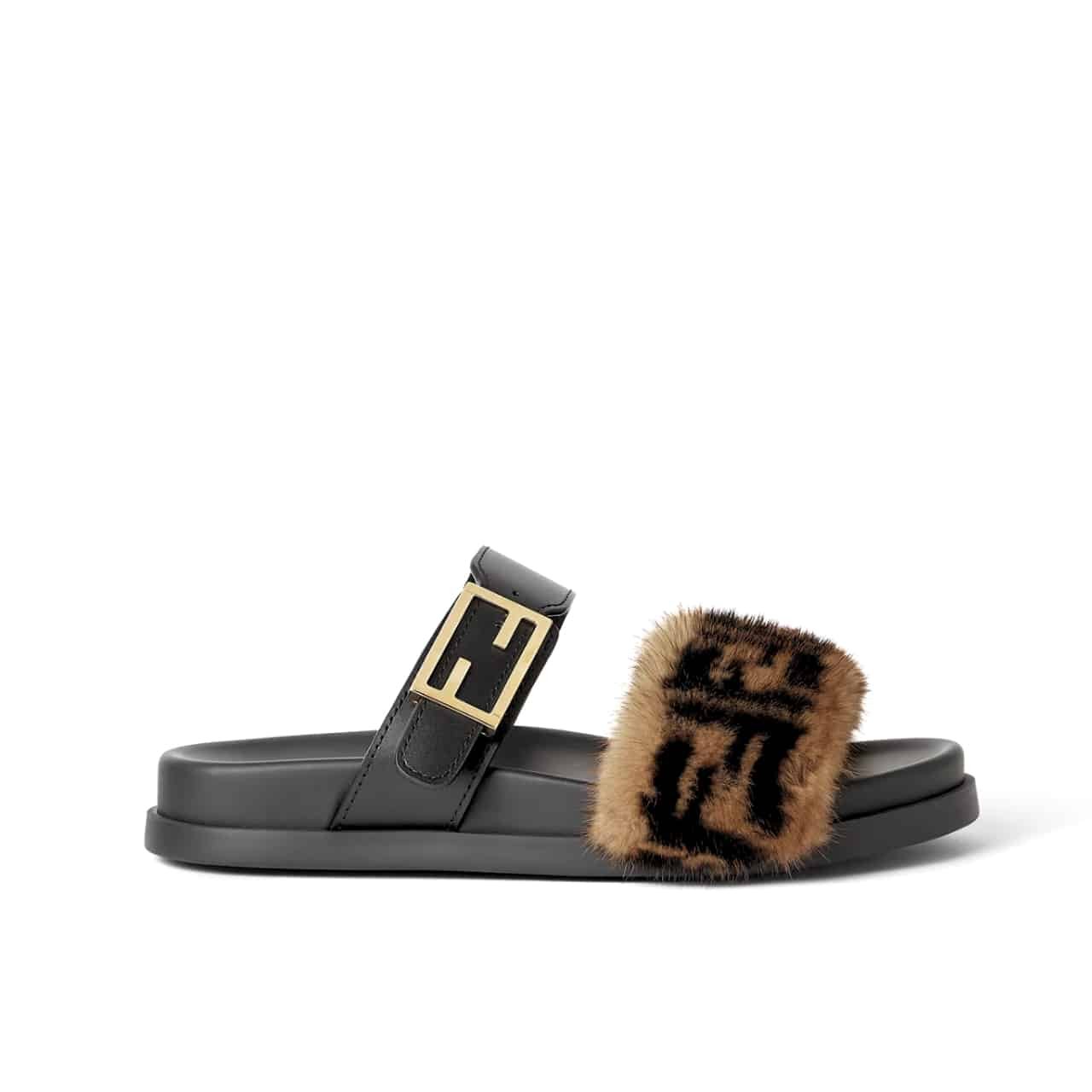 F**di Feel Mink Ff Slides Black 8X8710A8P2F182F