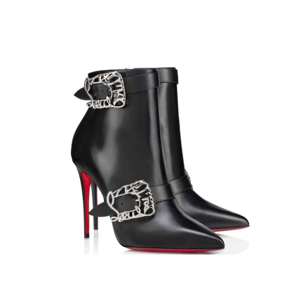Chr1st1an Louboutin Giddylina 100 Leather Ankle Boots Black P00992472