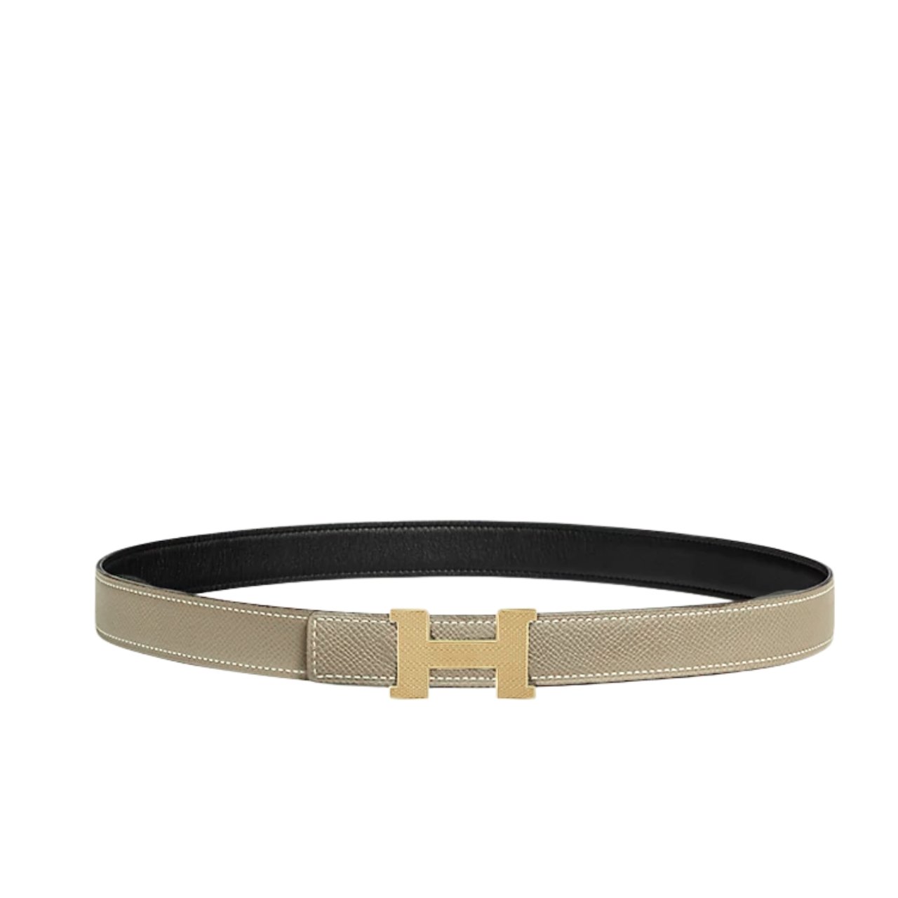 H**me5 Constance Guillochee Belt Buckle And Reversible Leather Strap 32 Mm Gold Gray H075396Cc06