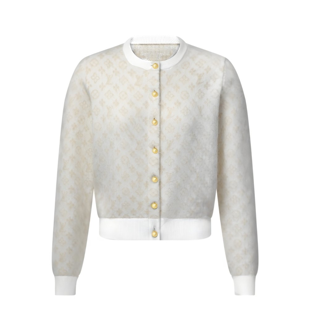L0vis Vvtt0n Monogram Brushed Knit Cardigan Champagne 1Ajfru