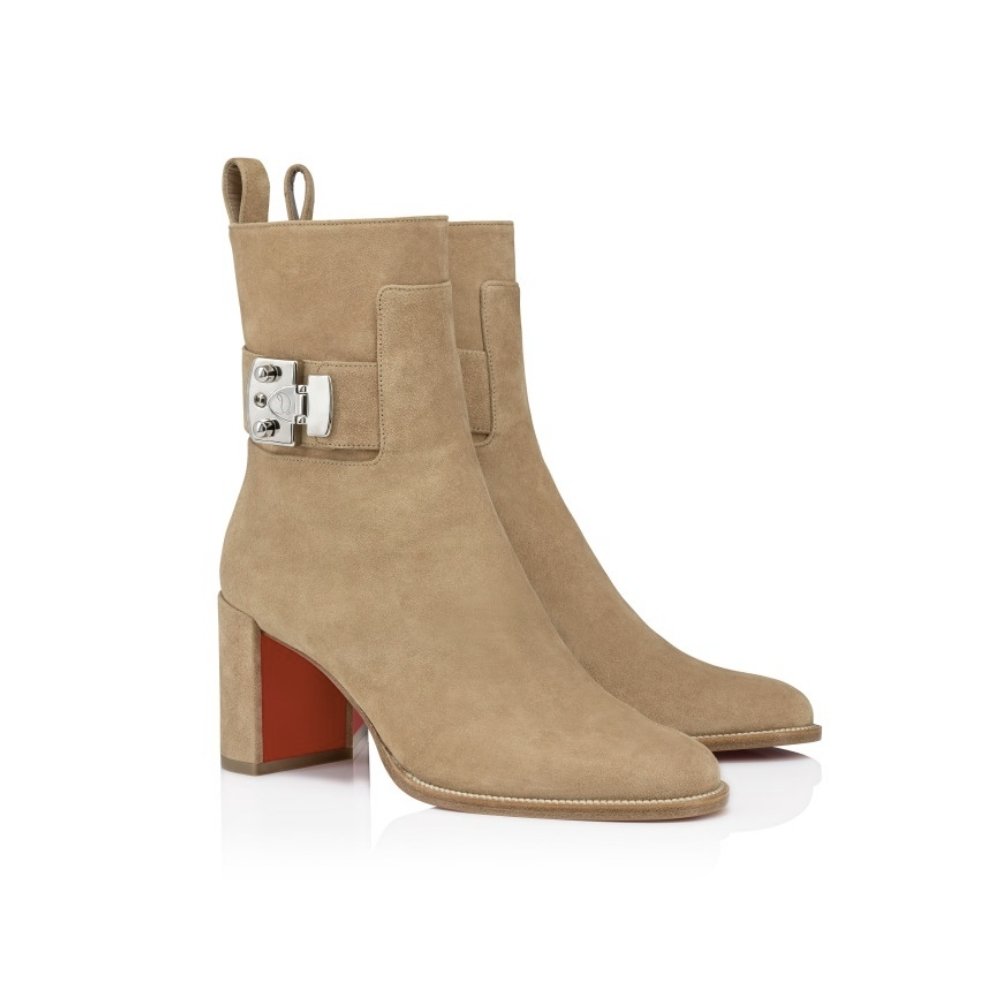 Chr1st1an Louboutin Booty Lock 70 Boots Beige 1250326F486