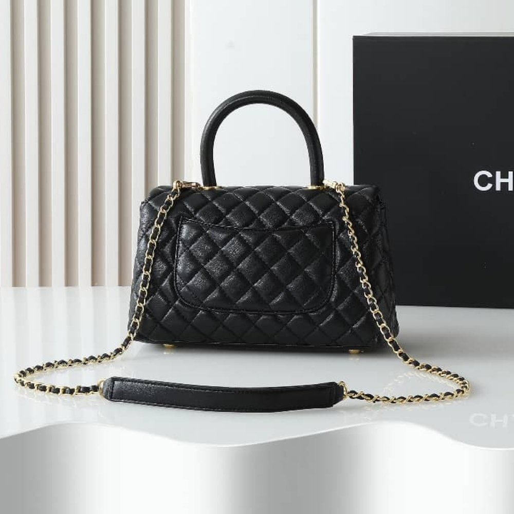 Ch**el Medium Coco Handle Bag Black 26Cm
