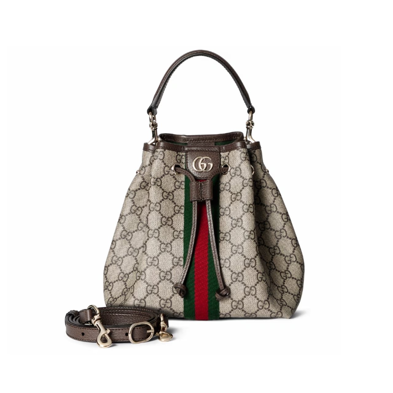 Gvc*1 Ophidia Small Bucket Bag Beige And Dark Brown 22Cm 841313 Fae0K 9853