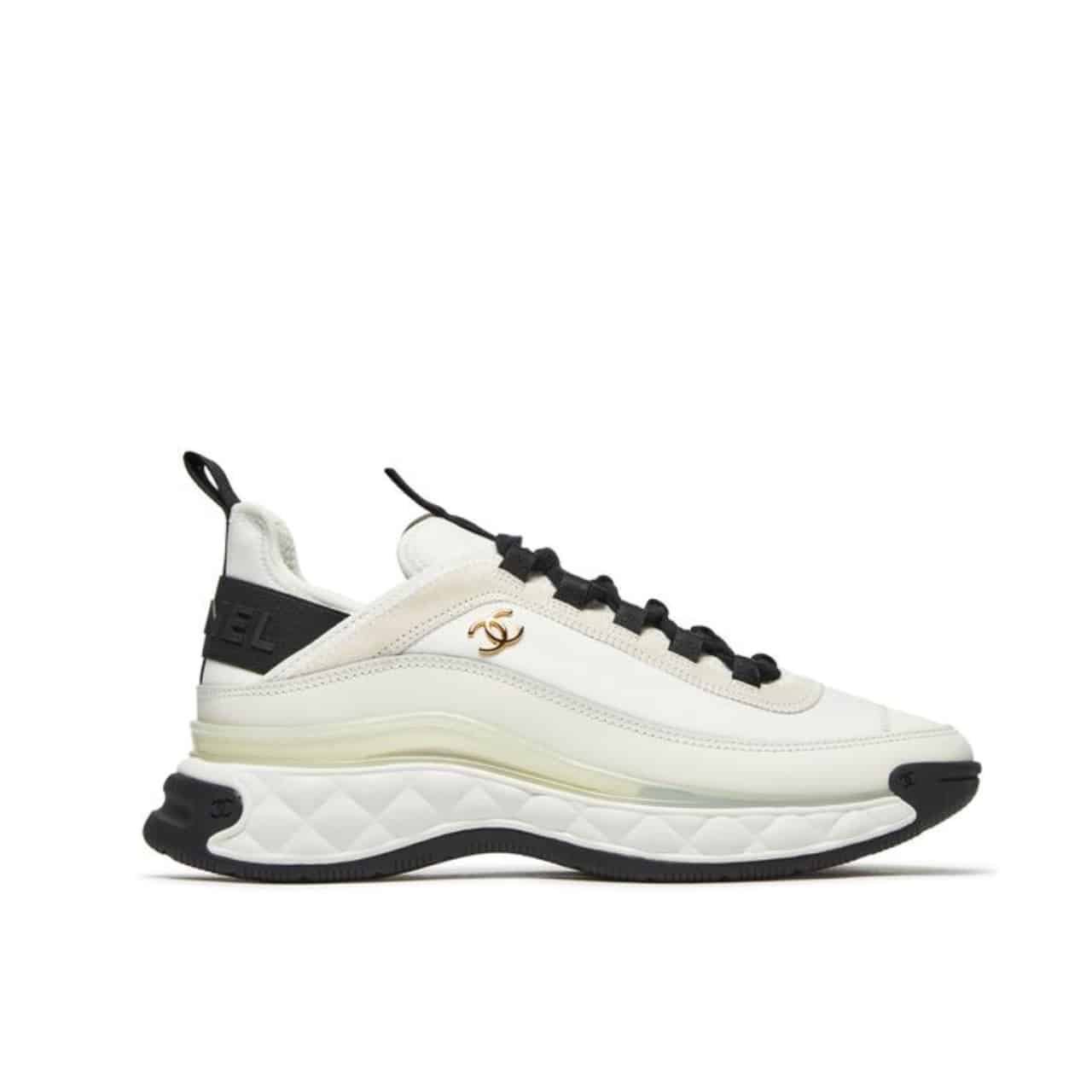 Ch**el Velvet Sneakers Ivory And Black G35617