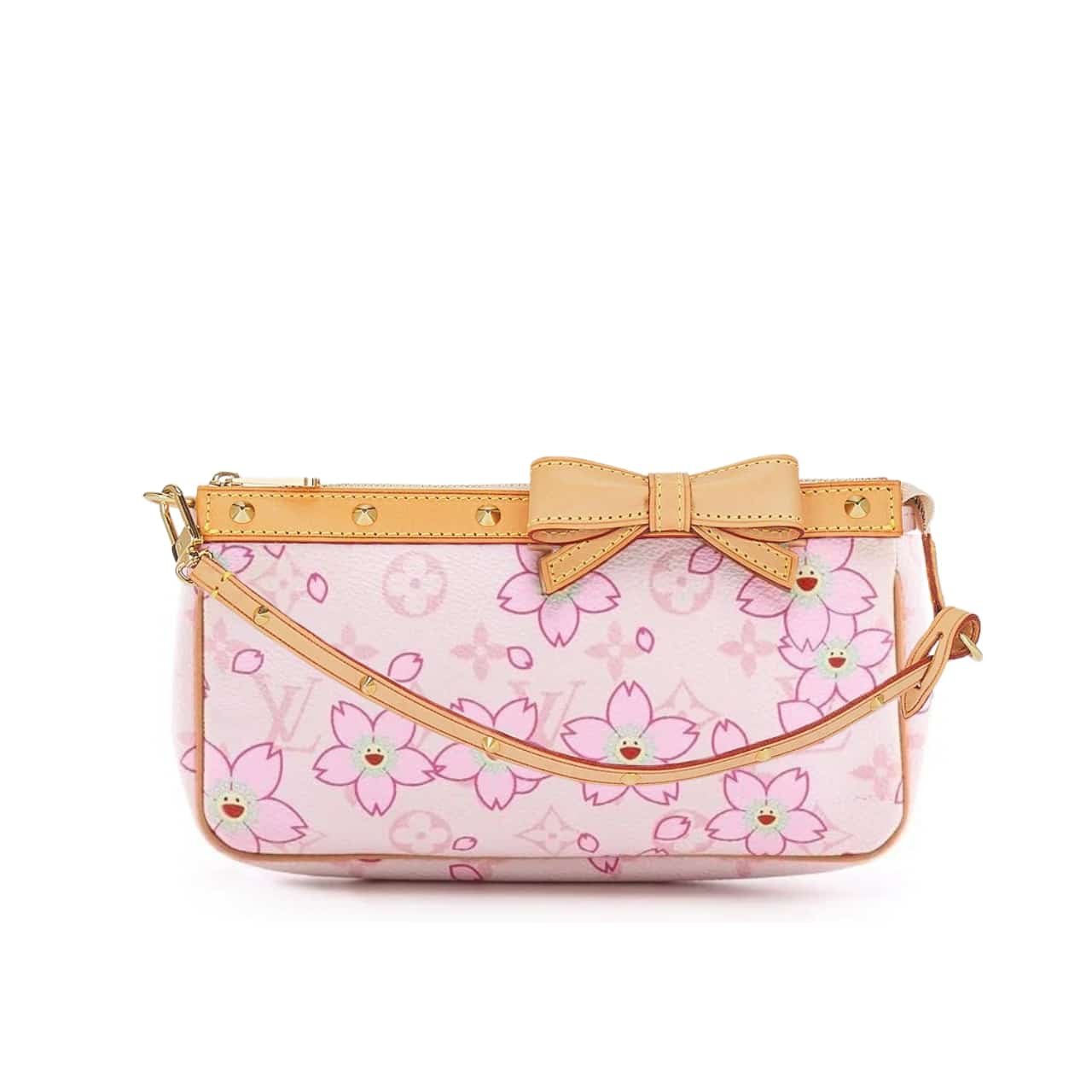 L0vis Vvtt0n X Takashi Murakami Cherry Blossom Pochette Accessoires Bag Pink 20Cm