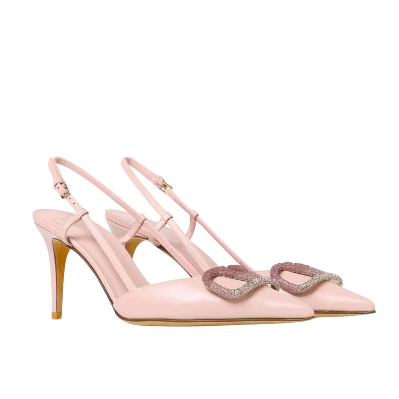 Va1e*ntin0 Garavani Vlogo Pointed Toe Slingback Pump Pink