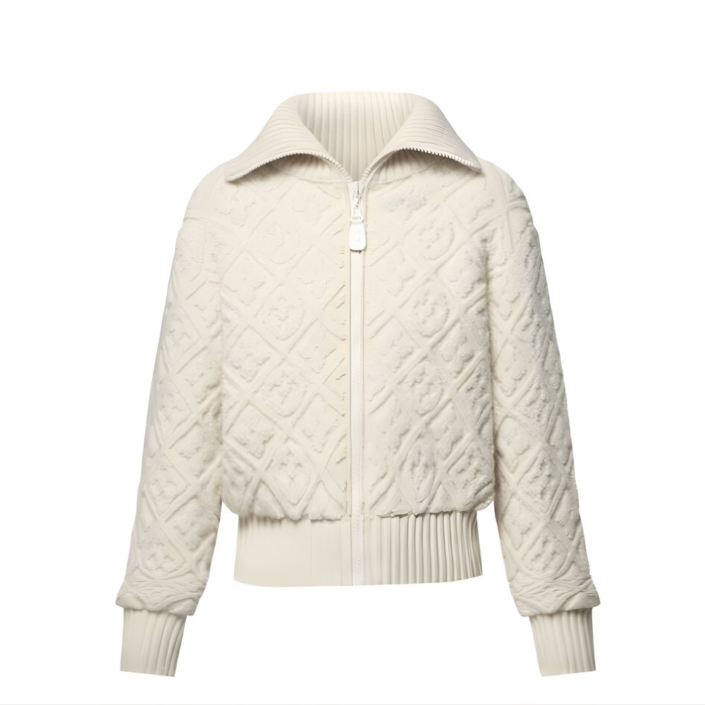 L0vis Vvtt0n Monogram Toweling Zip Up Jacket Beige 1Agczu