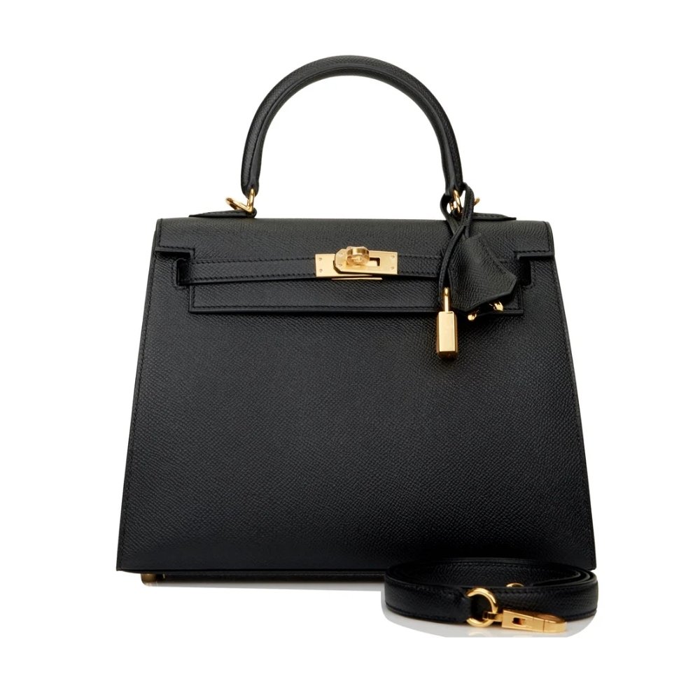 H**me5 Kelly Sellier 25 Epsom Gold Hardware Black 25Cm