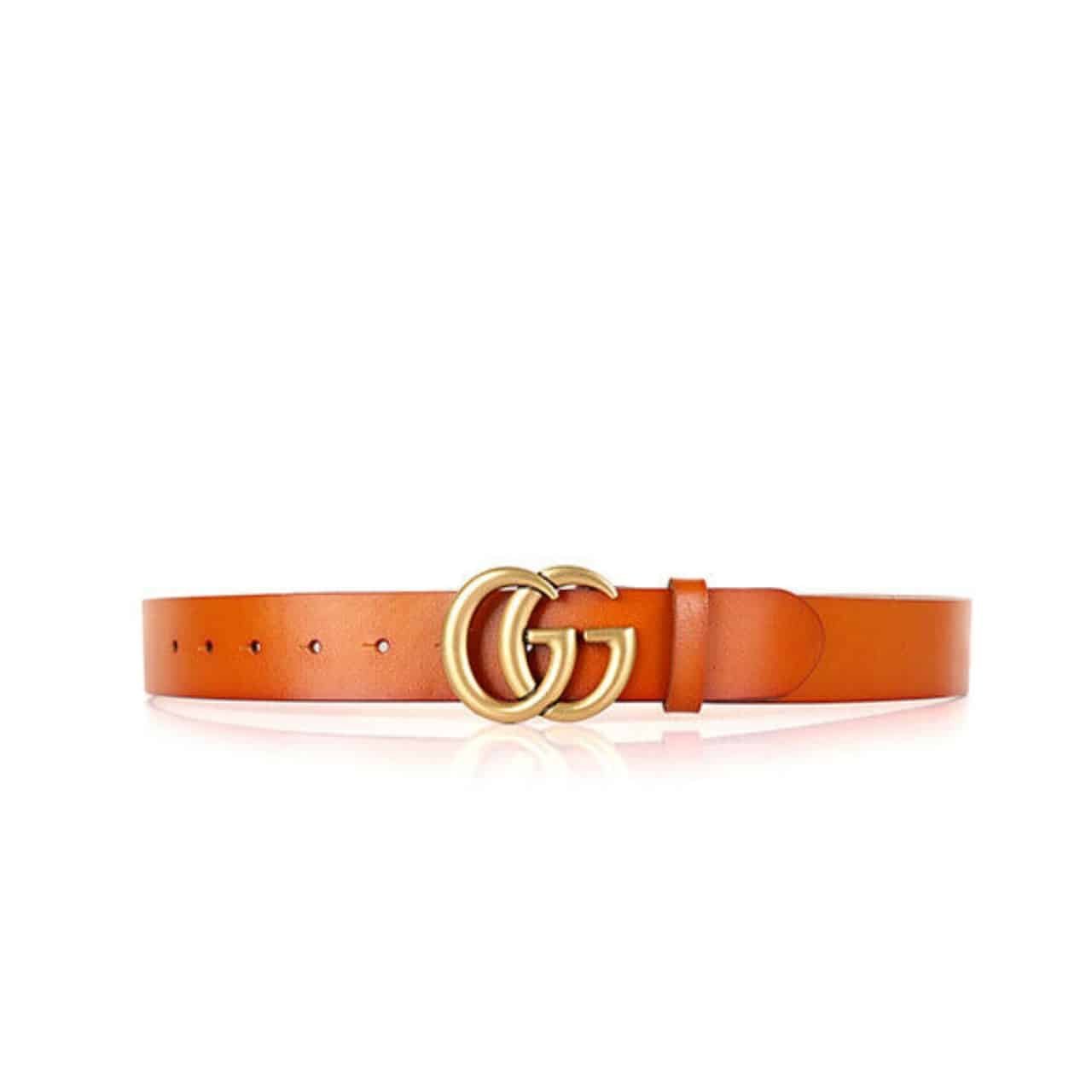 Gvc*1 Gg Marmont Gold Logo Belt Brown