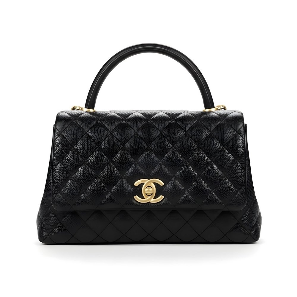 Ch**el Medium Coco Handle Bag Black 26Cm