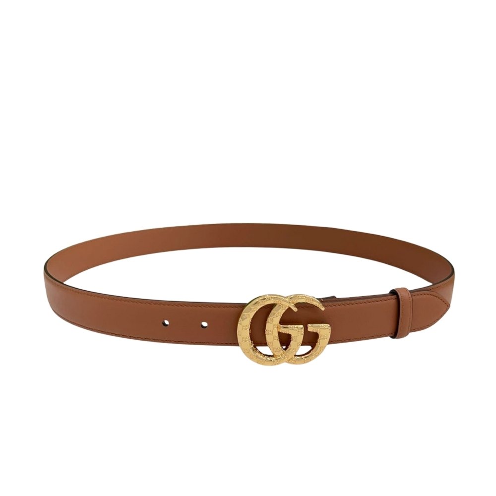Gvc*1 Gg Marmont Thin Belt Orange Leather