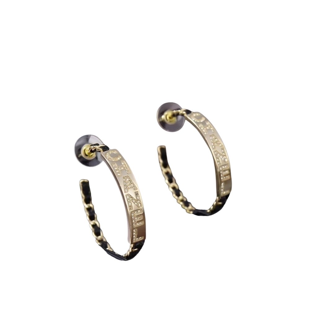 Ch**el Earrings Black Gold