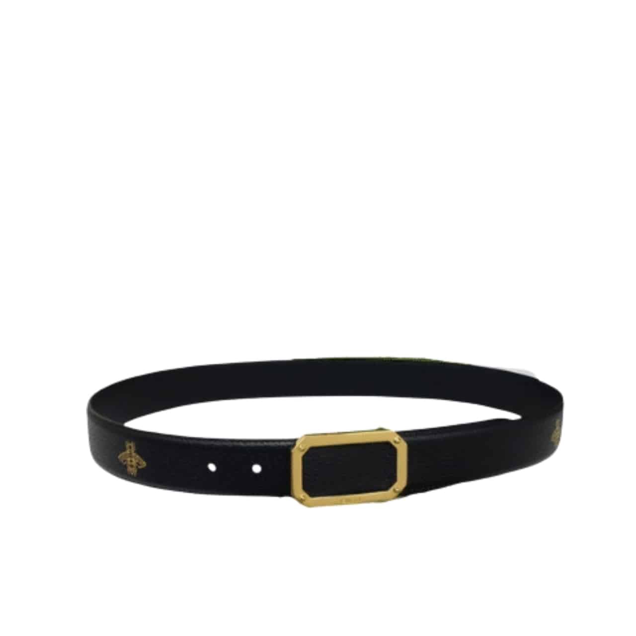 Gvc*1 Black Belt With Square Gold Buckle And Bee Star 35Mm