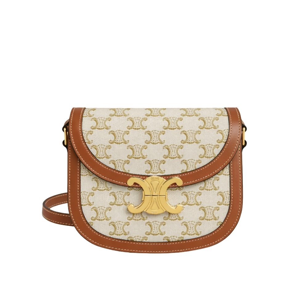 Ce1i*e Mini Besace In Triomphe Canvas And Calfskin White 18Cm 196702Bzj 01Bc