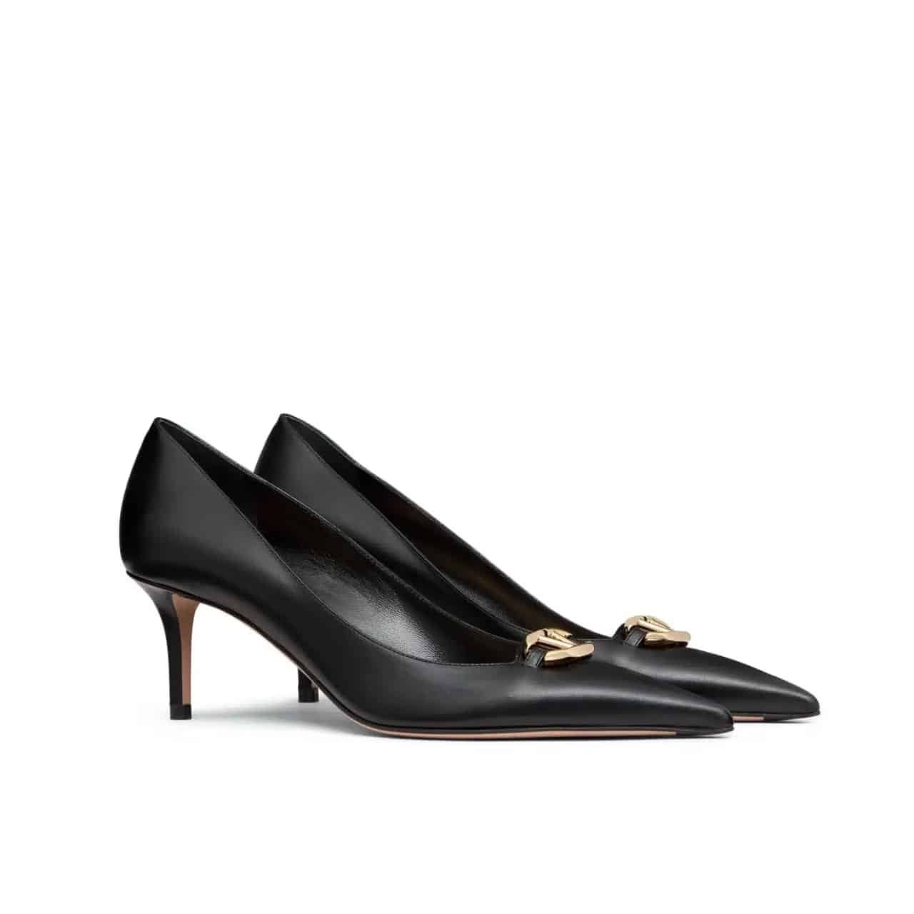 Va1e*ntin0 Garavani Vlogo Patent Leather Slingback Pump Black