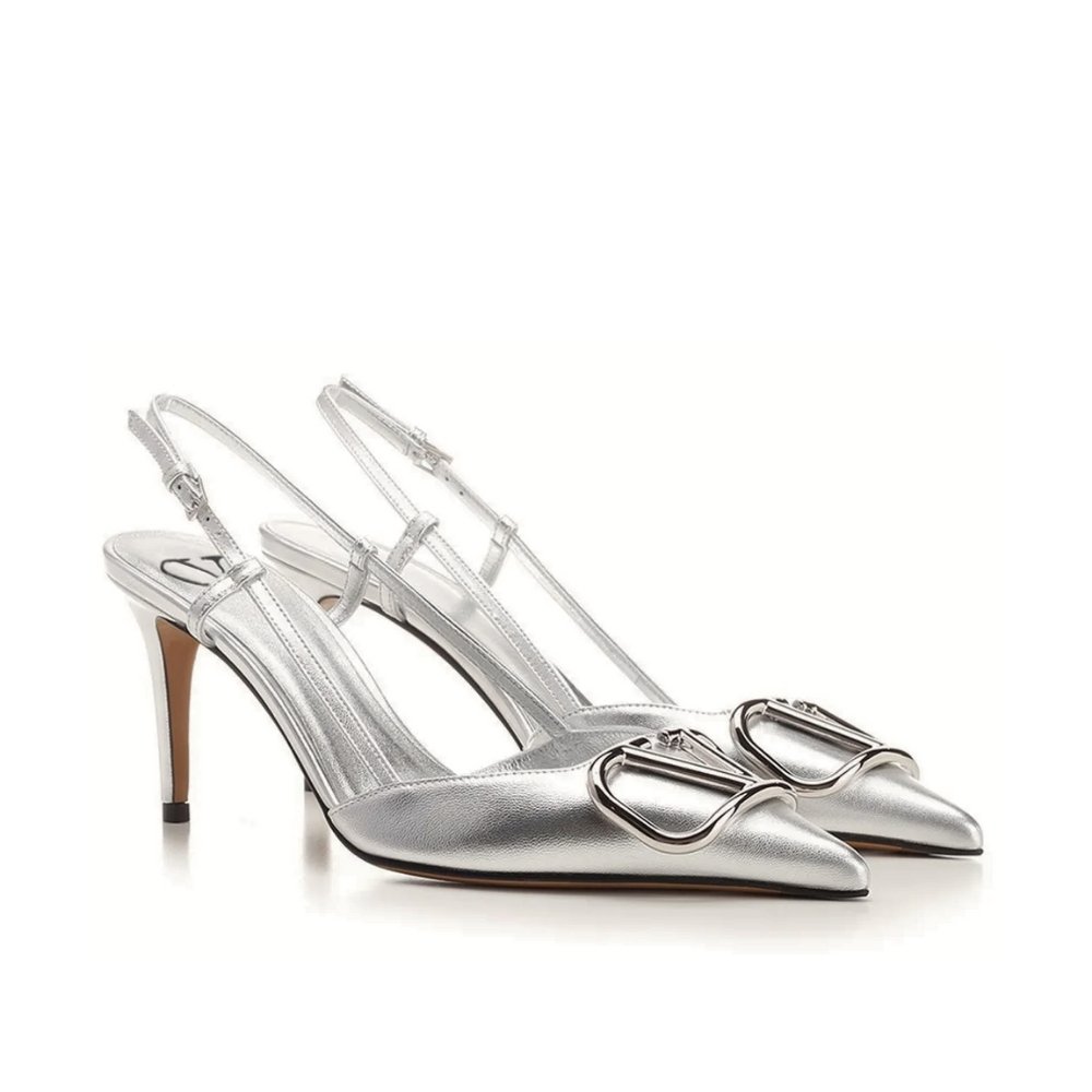 Va1e*ntin0 Vlogo Signature Slingback Pump In Silver 3W0S0R01Yjs S13