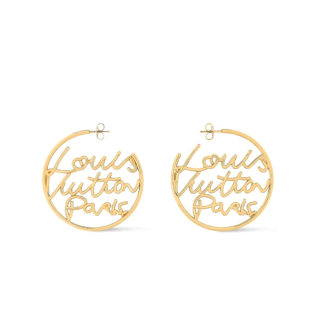 L0vis Vvtt0n Lv Script Earrings Gold M03239