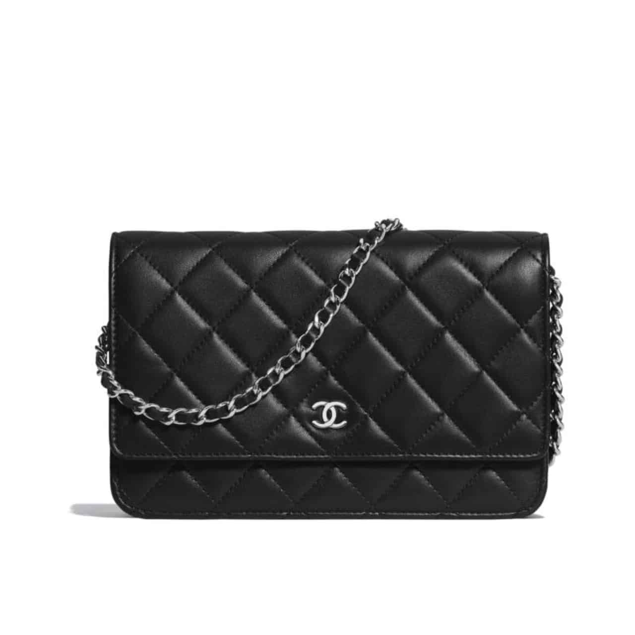 Ch**el Classic Wallet On Chain Silver Black 19Cm Ap0250 Y01480 C3906