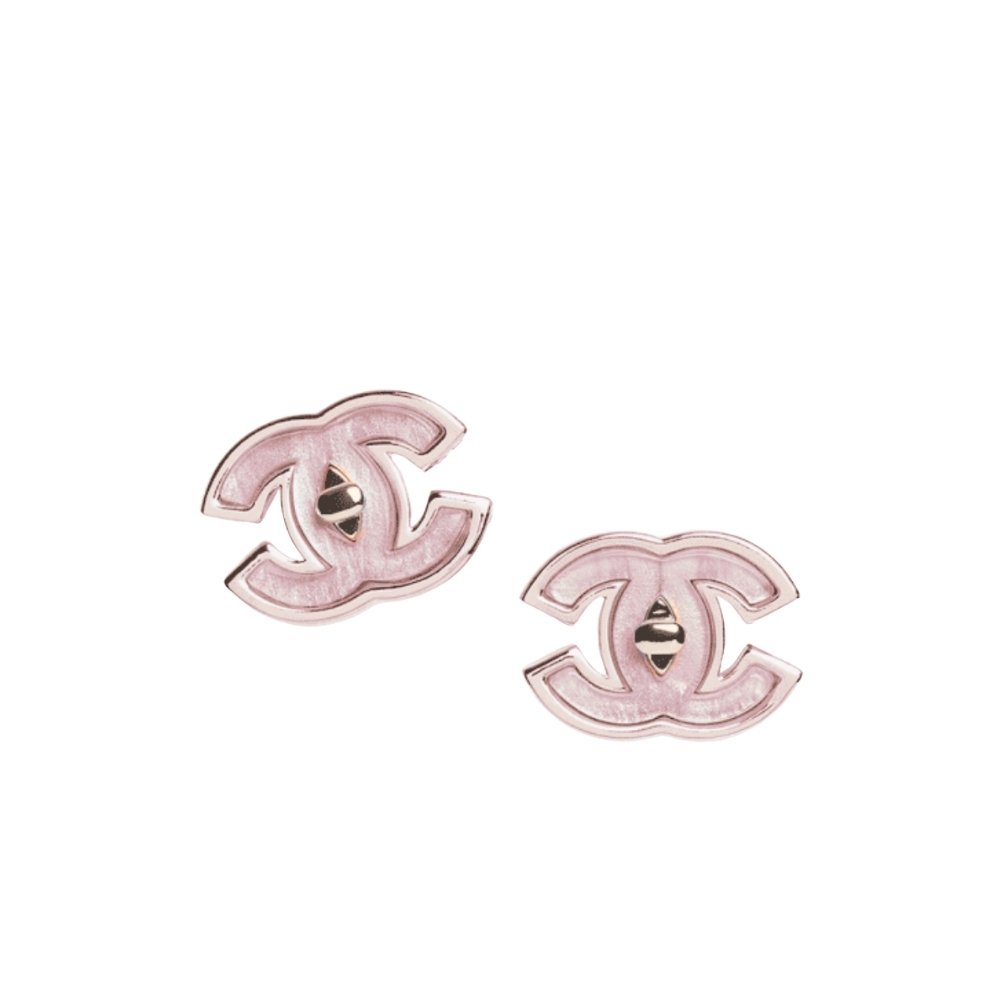 Ch**el Stud Earrings Pink Gold Abg299 B21878 U3494