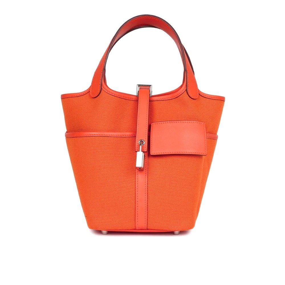 H**me5 Picotin Lock 18 Pocket Bag Orange 20Cm H083189Ckal