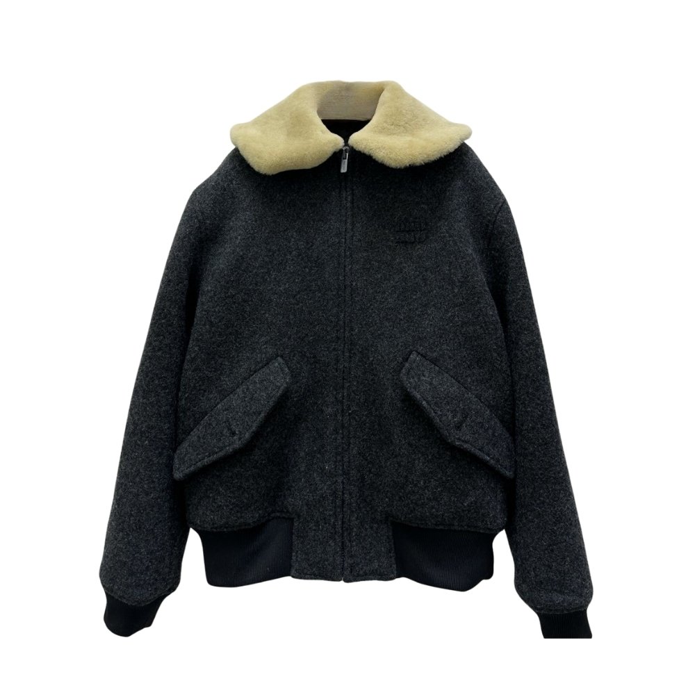 M1um1u Shetland Wool Blouson Jacket Anthracite Gray Ml1363 1799 F0308 S Ooo