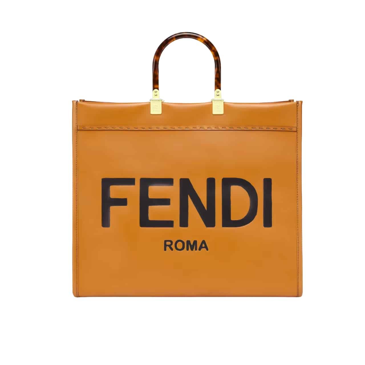 F**di Sunshine Large Brown Leather Shopper 40Cm 8Bh372Abvlf0Pwz