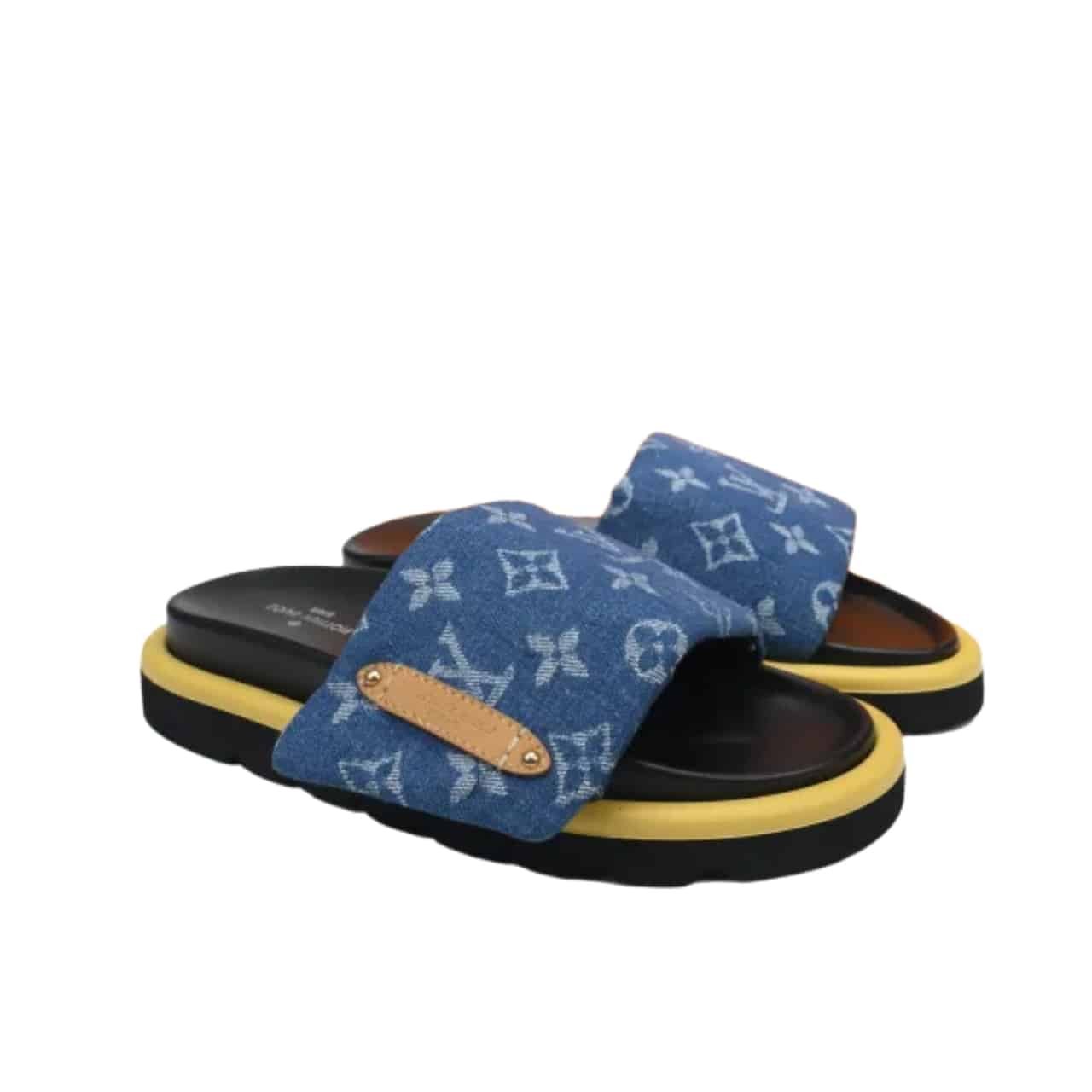 L0vis Vvtt0n Pool Pillow Flat Comfort Mules Blue 1Acjvh