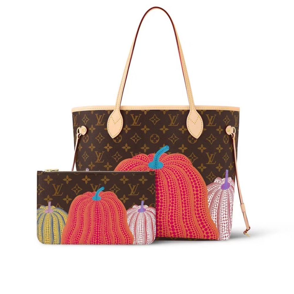 L0vis Vvtt0n X Yayoi Kusama Neverfull MM Monogram Pumpkin Dots Red 31Cm M46468