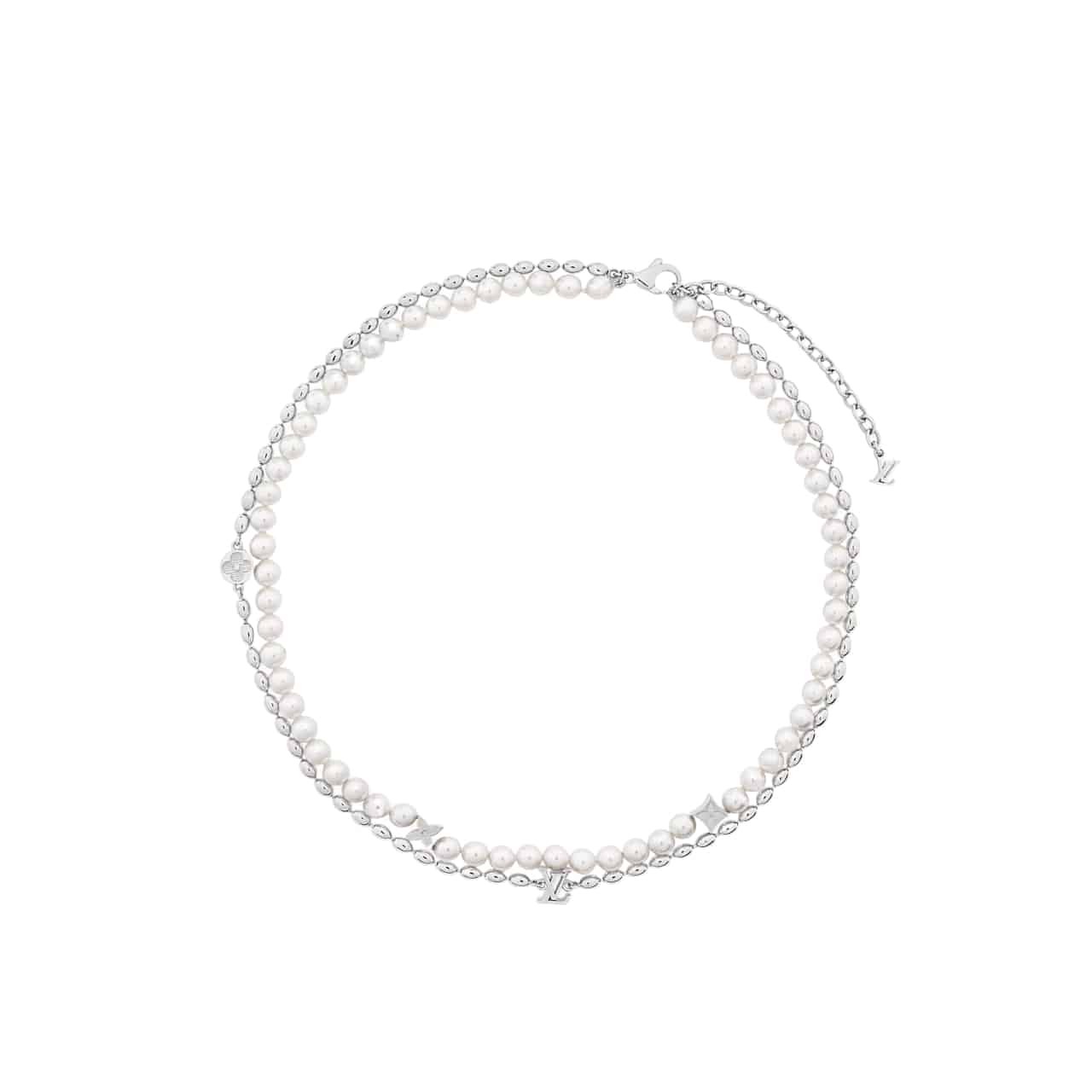 L0vis Vvtt0n Pearls Fusion Necklace Silver M01781