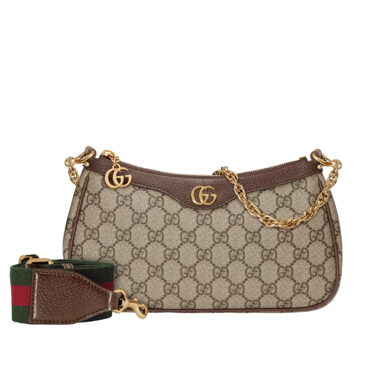 Gvc*1 Ophidia Small Shoulder Bag Beige And Dark Brown 25Cm 735132 Fable 9442