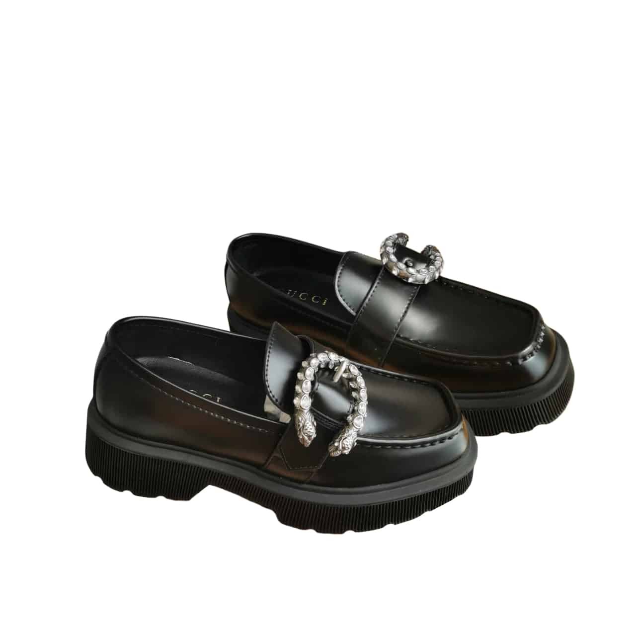 Gvc*1 Women’S Leather Loafers With G Black