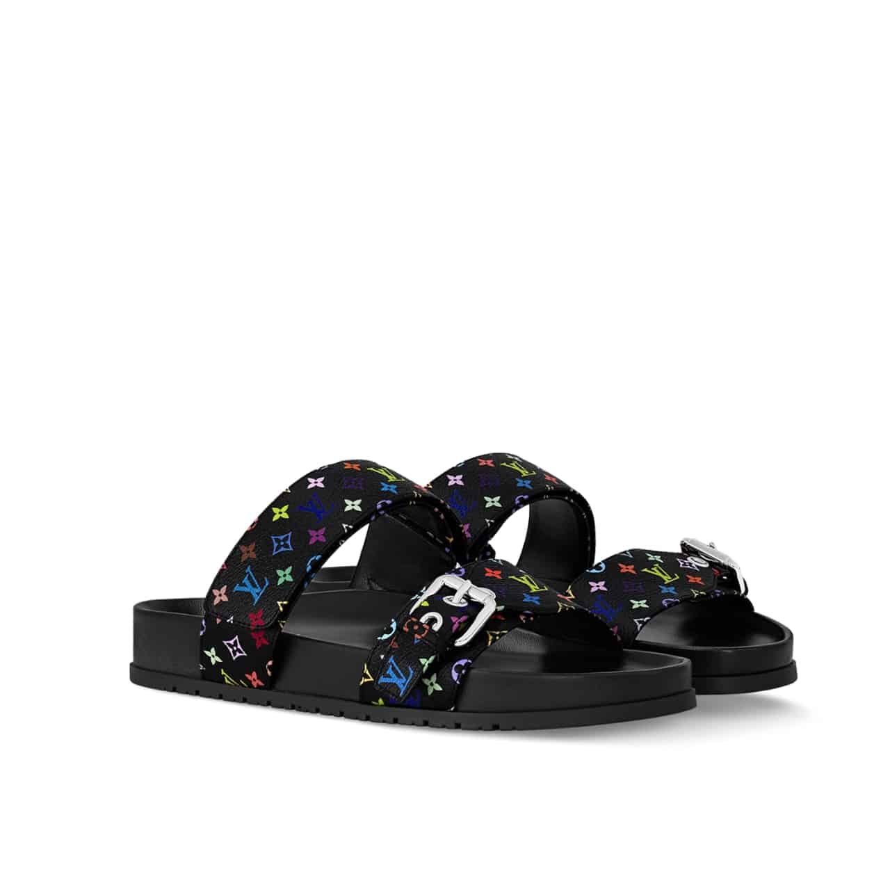 L0vis Vvtt0n X Takashi Murakami Bom Dia Flat Comfort Mule Black 1Agxub