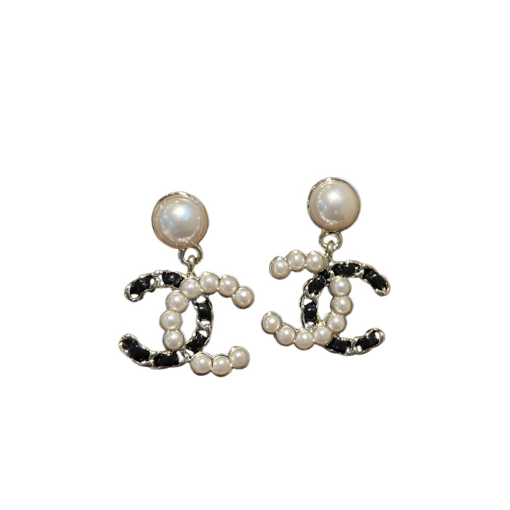 Ch**el Stud Earrings Black And Pears Abg562 B22261 U4399