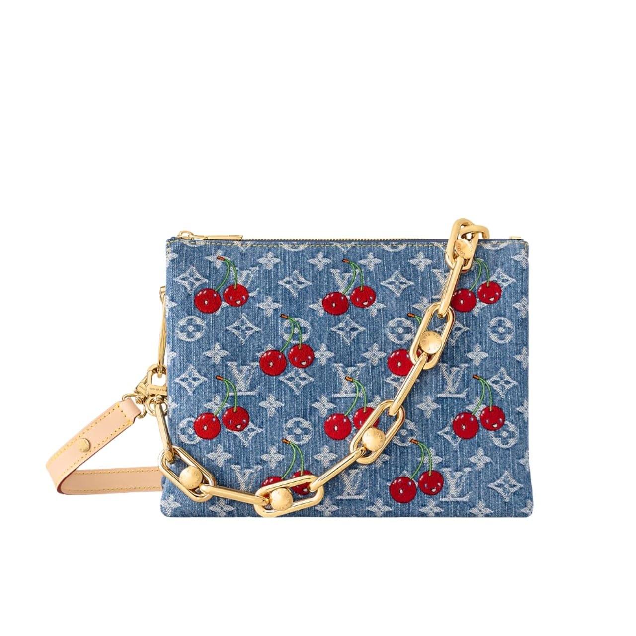 L0vis Vvtt0n X Takashi Murakami PM Coussin Bag Denim Monogram Cherry Blue 26Cm M14978