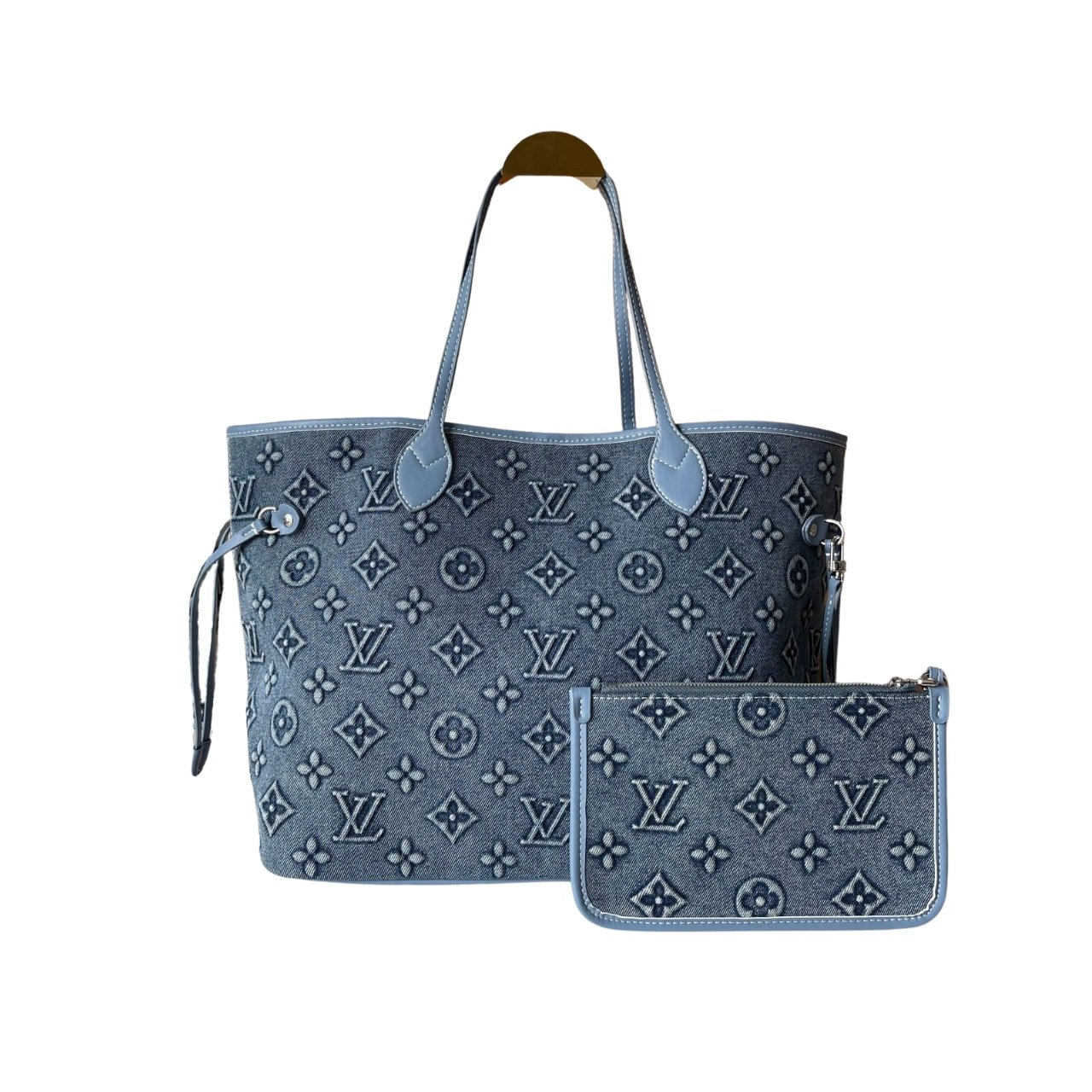 L0vis Vvtt0n Neverfull MM Bag Monogram Denim Blue 32Cm