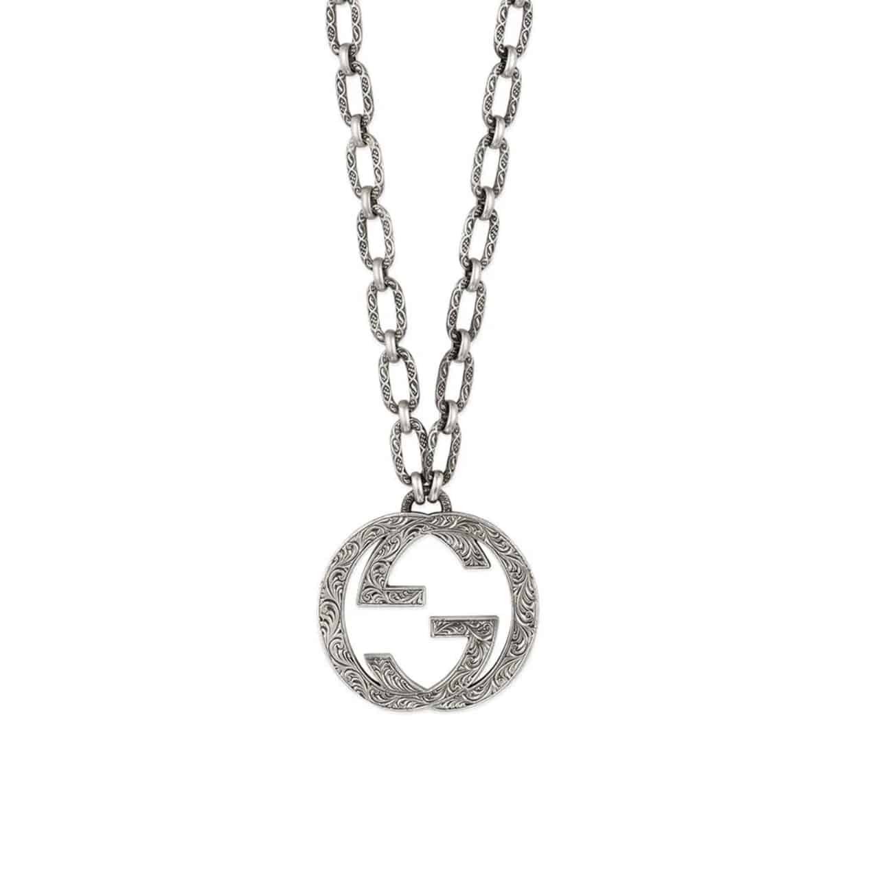 Gvc*1 Arabesque Interlocking G Chain Necklace Sterling Silver
