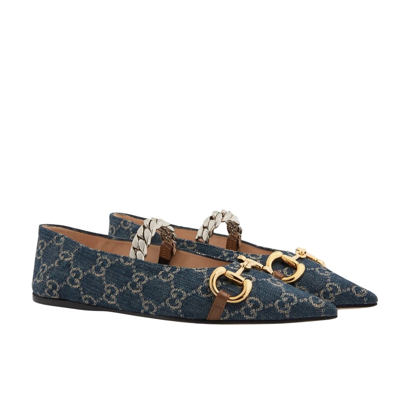 Gvc*1 Women’S Gg Horsebit Ballet Flat Denim 635101 2Kq80 4462