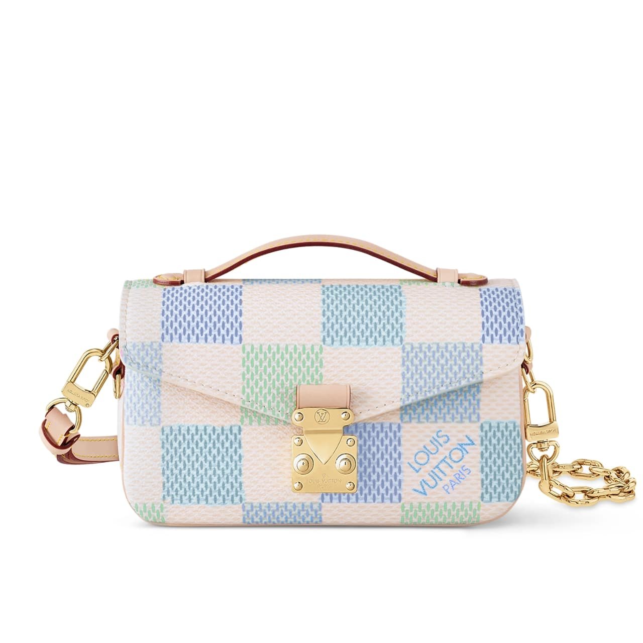 L0vis Vvtt0n Pochette Métis East West Damier Canvas Light Blue 21Cm