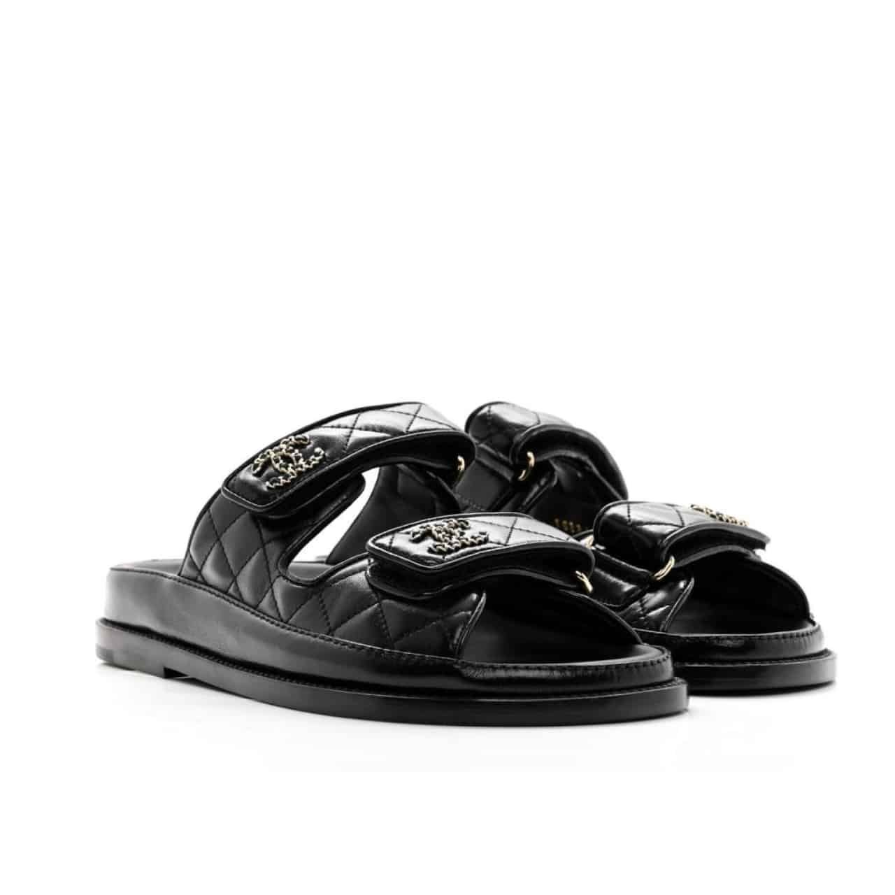 Ch**el Cc D1am0nd Quilt Sandal Black G45507 B15805 94305