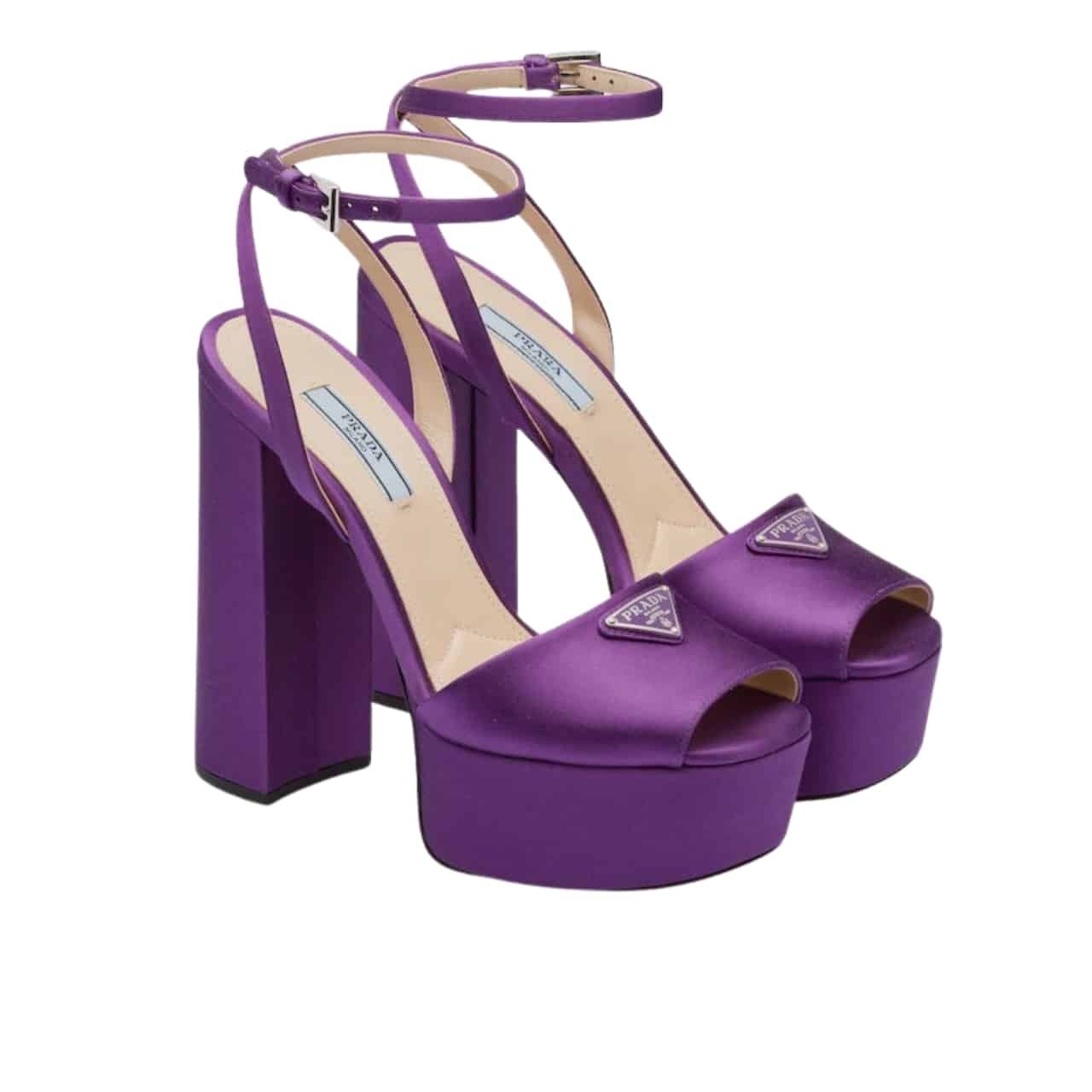 Pra*a High Heeled Satin Sandals Violet 1Xp48B 049 F0030 F 135