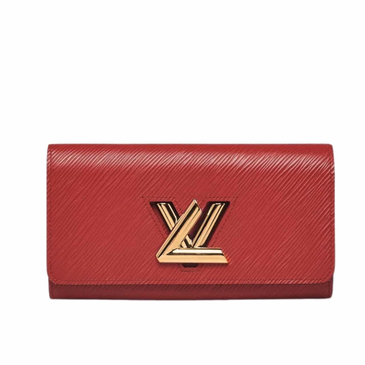 L0vis Vvtt0n Coquelicot Epi Leather Twist Wallet Red 19Cm