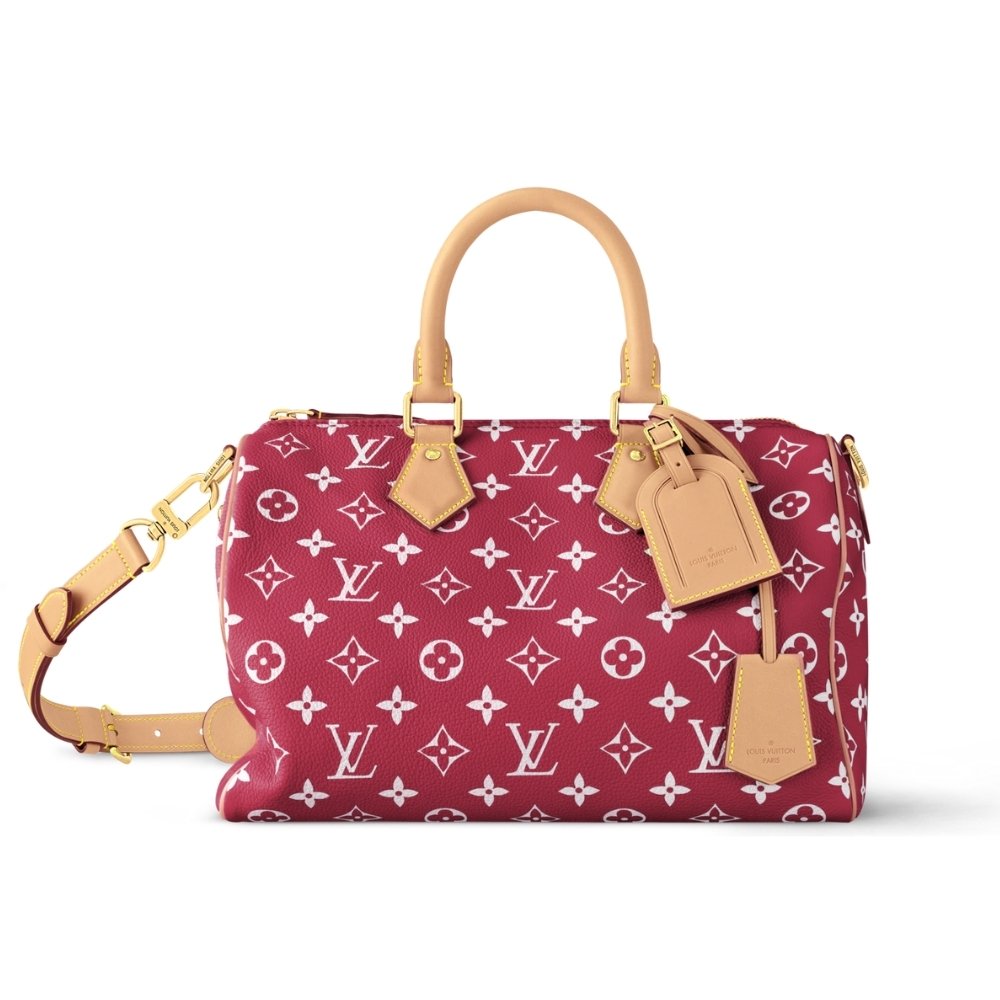 L0vis Vvtt0n Speedy P9 Bandoulière 30 Autruche Red 30Cm M14067