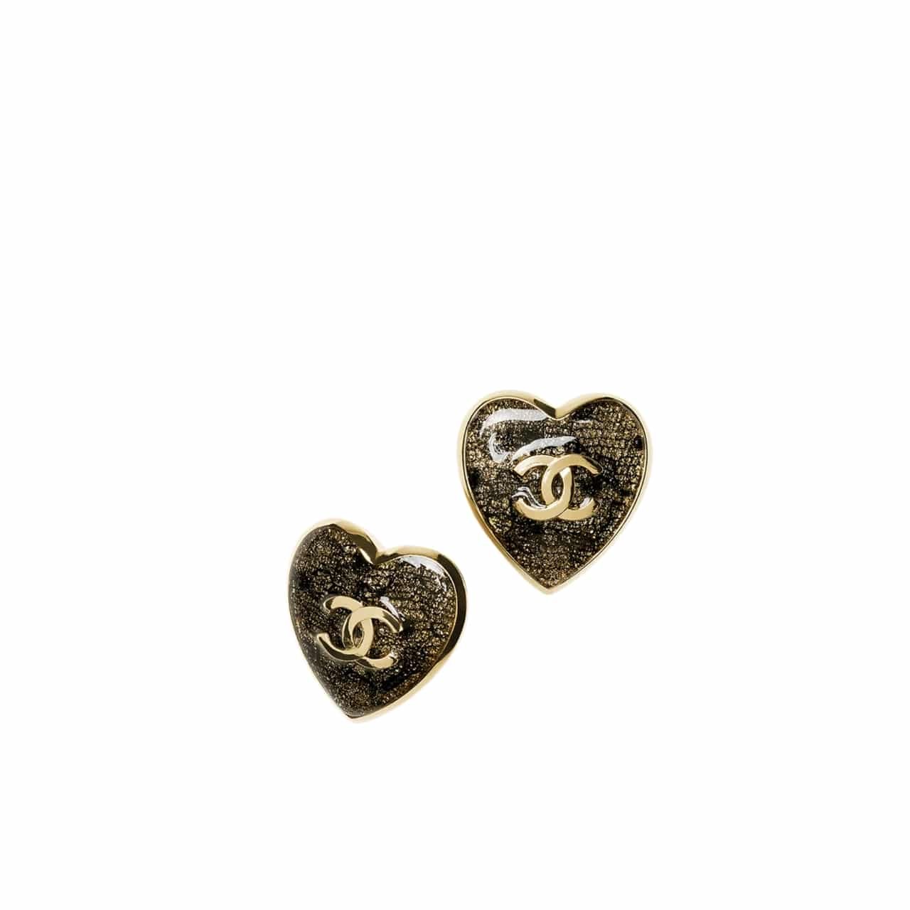 Ch**el Stud Earrings Gold And Black