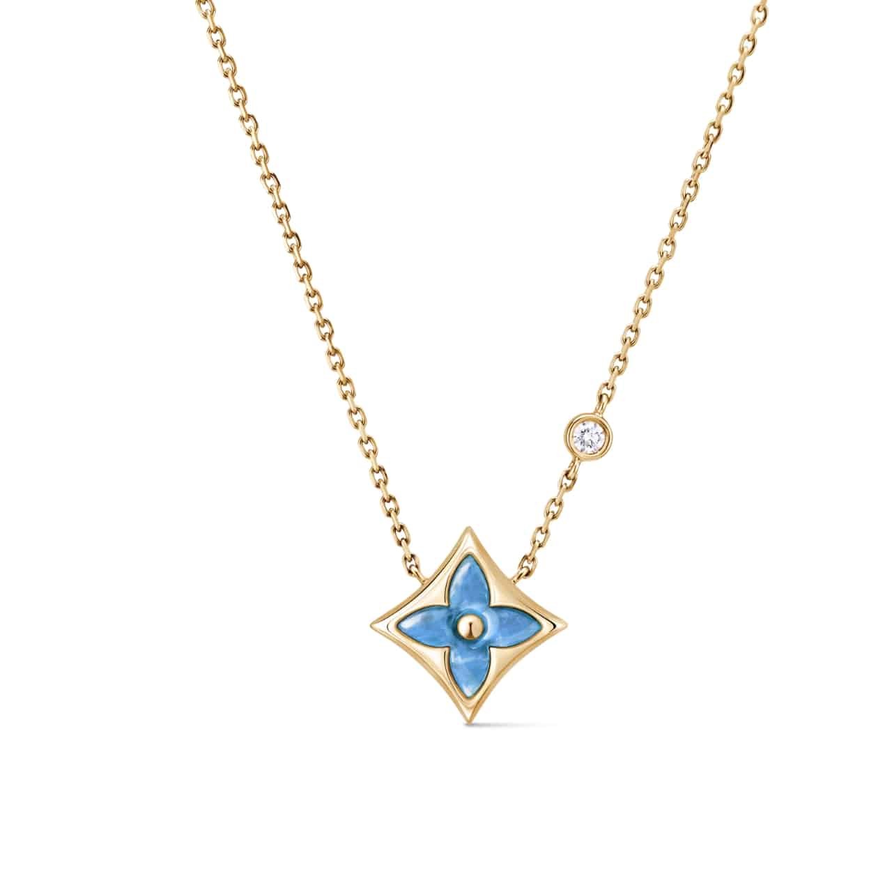 L0vis Vvtt0n Color Blossom Bb Star Pendant Necklace Yellow Gold Q03276