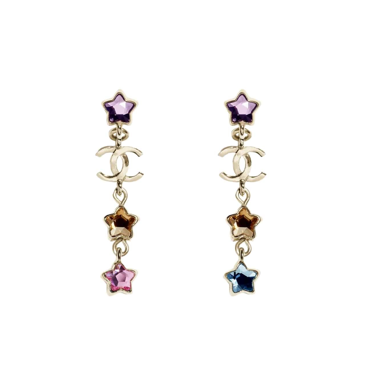 Ch**el Pendant Earrings Metal And Diamantés In Multicolor Abf182 B19937 Nafqc