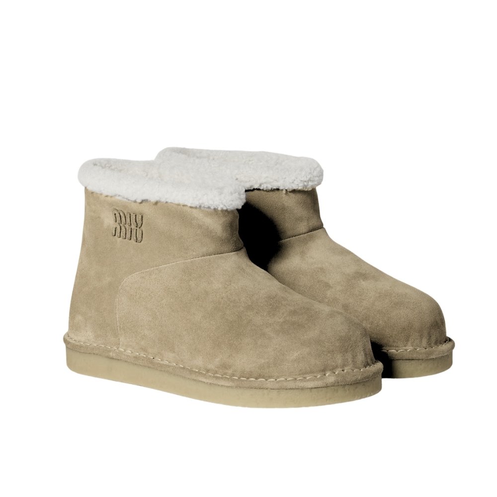 M1um1u Suede And Shearling Booties Desert Beige 5T515E Z0G F0F24 F Zf15