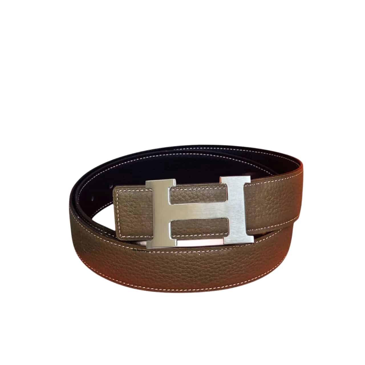 H**me5 Belt Togo Swift Silver Buckle Brown 24Mm