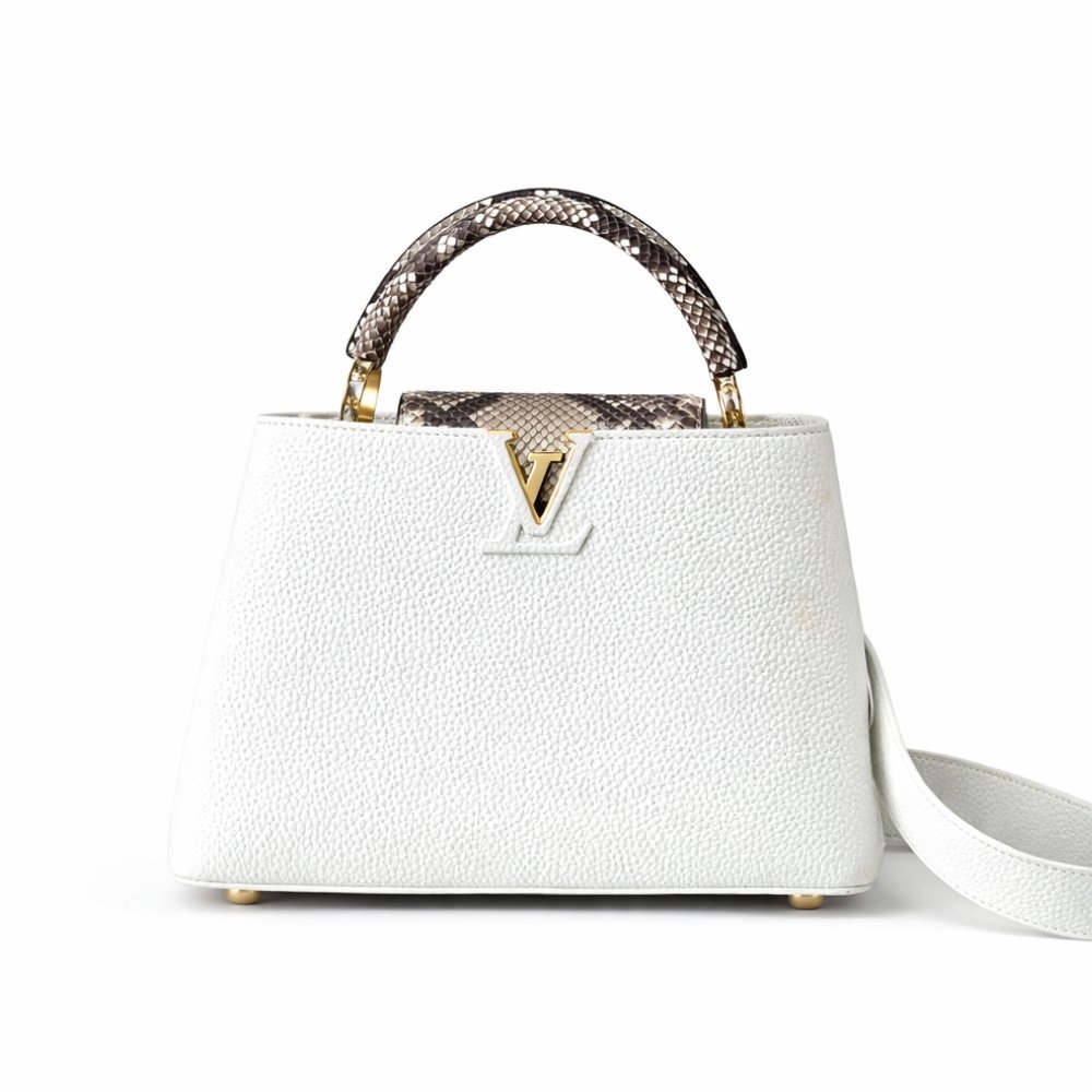 L0vis Vvtt0n Capucines BB White And Python Trim 27cm