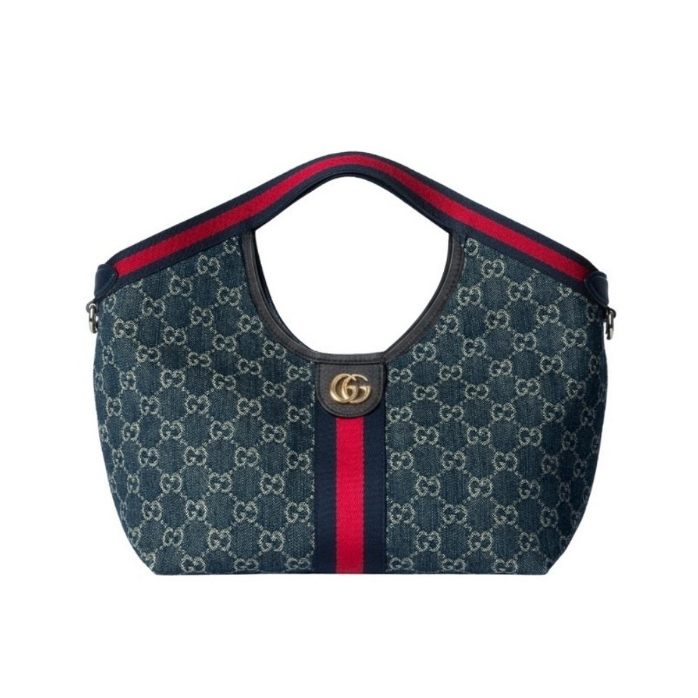 Gvc*1 Giglio Small Tote Bag Blue And White GG Denim 25Cm 860845 FAFRW 8864